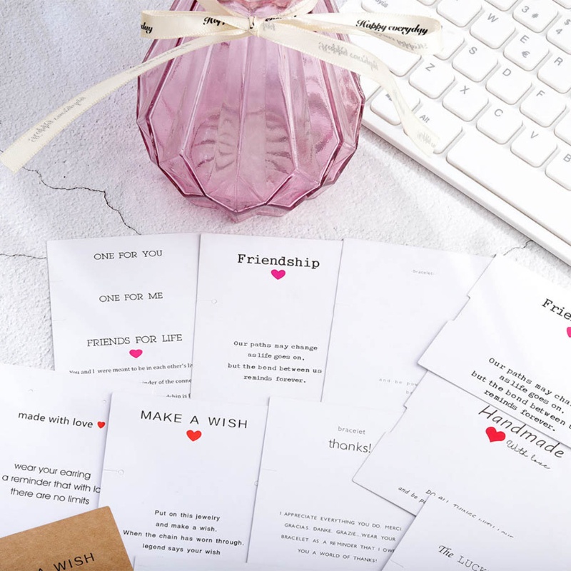 Set 100 Tấm Thẻ Trưng Bày Trang Sức In Chữ Thank You Độc Đáo