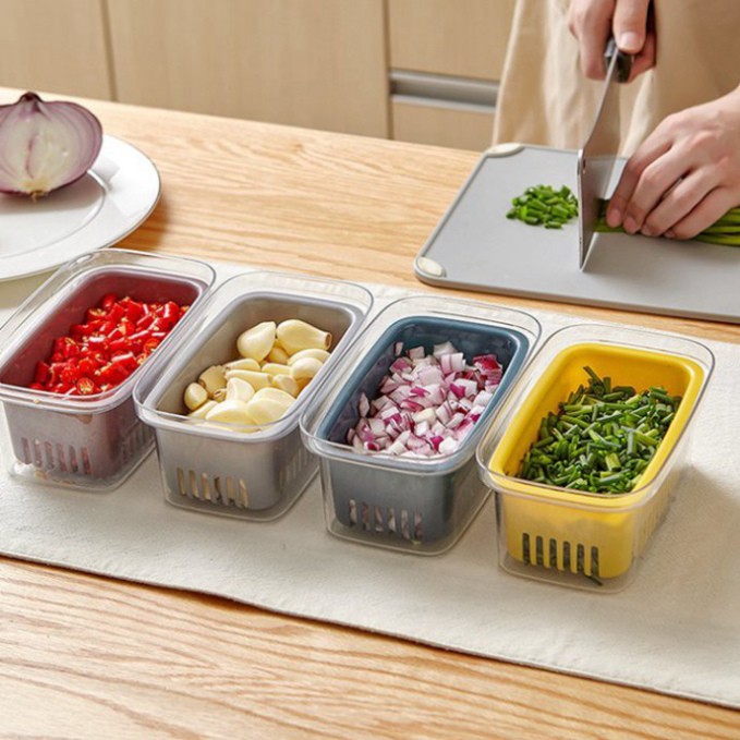 [Hàng Chuẩn Loại 1] Set rổ nhựa kiêm khay tủ lạnh 2 lớp đựng rau củ quả thực phẩm bằng nhựa PP cao cấp | BigBuy360 - bigbuy360.vn