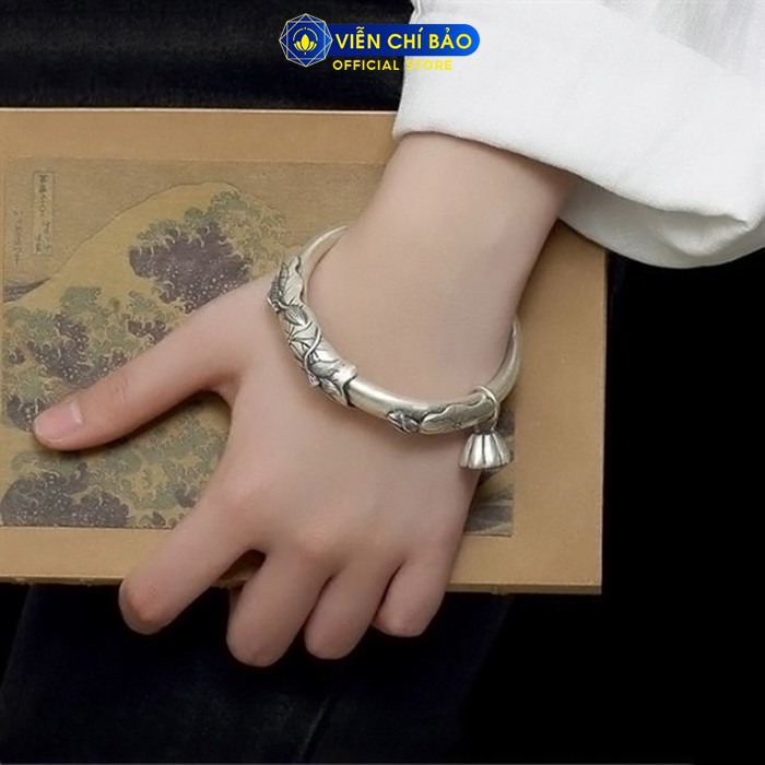 Vòng tay bạc nữ Đài sen cá chép mix charm chất liệu bạc Thái 925 thời trang phụ kiện trang sức Viễn Chí Bảo L100315