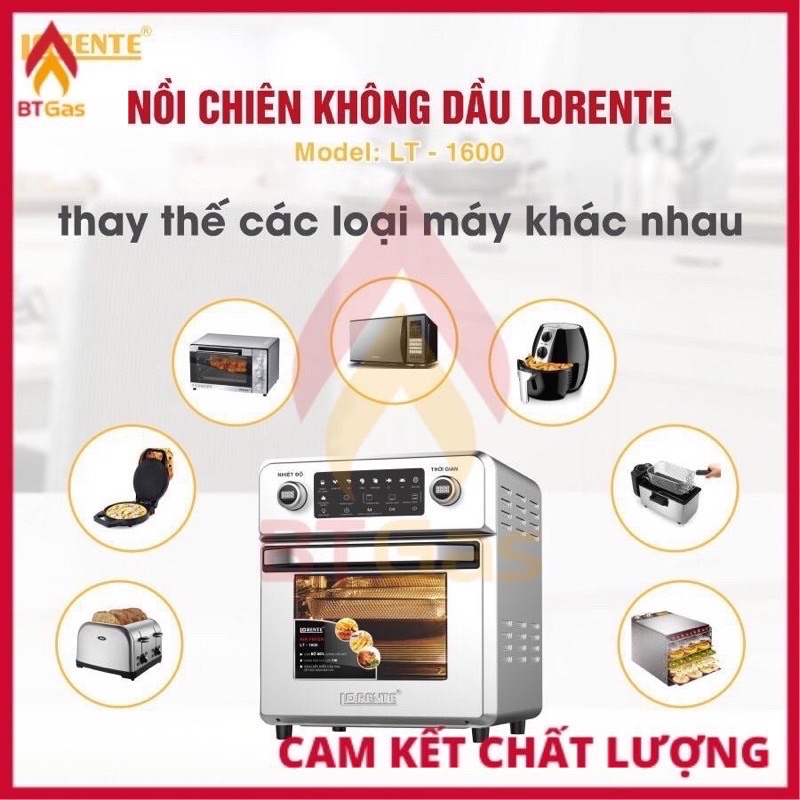 Nồi Chiên Không Dầu 16L Lorente LT 1600- Điều Khiển Cảm Ứng-8 Chế Độ Cài Đặt Sẵn