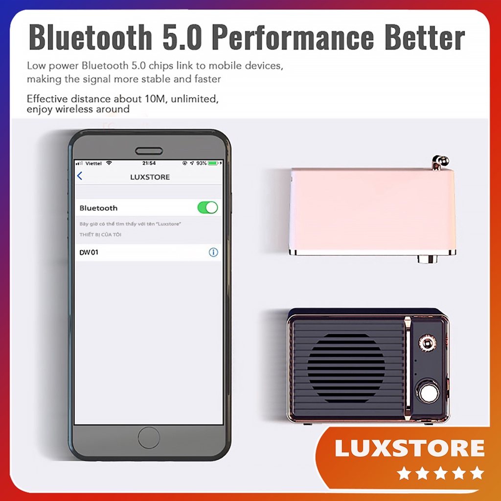 LOA BLUETOOTH MINI DW01 PHONG CÁCH RETRO DỄ THƯƠNG ÂM THANH SIÊU TRẦM SANG TRỌNG DECOR GÓC LÀM VIỆC – LUXSTORE