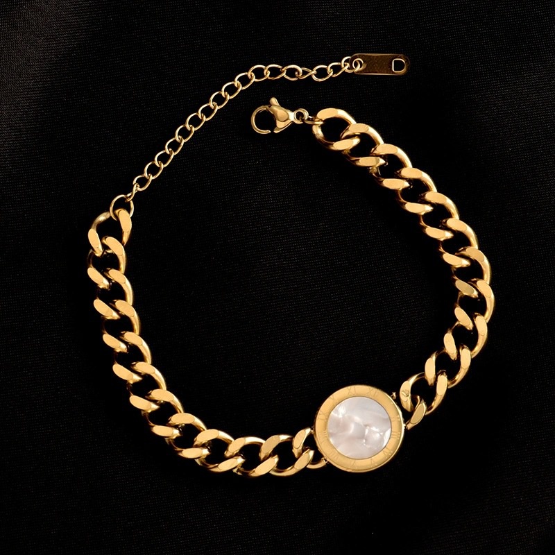 Vòng đeo tay bằng thép titan hai màu trắng đen phong cách âu mỹ thời trang cho nữ