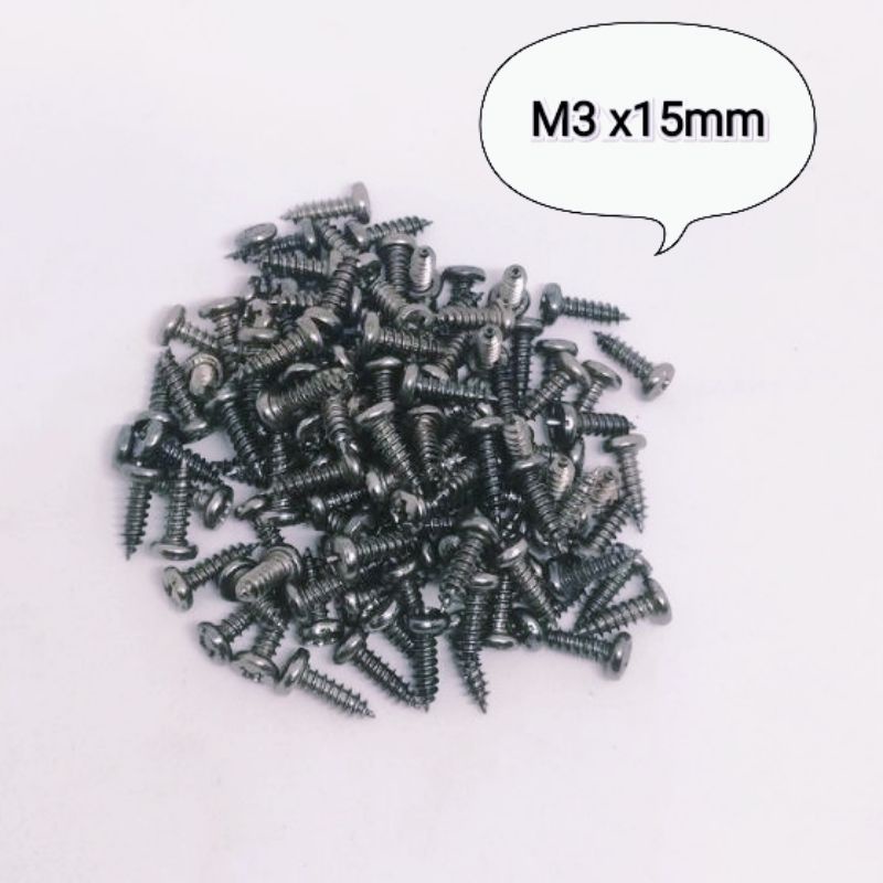 50 Ốc M3x15mm cấy gỗ, nhựa, DIY bắt mặt loa, thép carbon màu rất đẹp