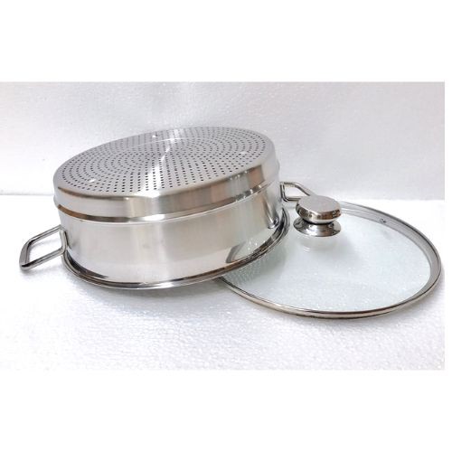 Xửng hấp inox HT Cook 28cm nắp kính