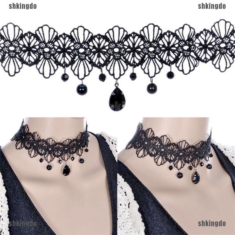 Vòng cổ choker ren hoa phong cách retro gothic sành điệu