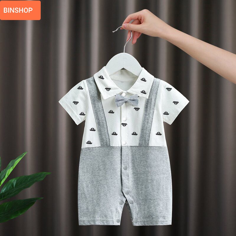 [Vải CAO CẤP] Body Công Tử Cộc Tay chất Cotton Mềm Mịn mẫu Body cho Bé Trai Bé Gái Dễ Thương từ 0 đến 12 tháng