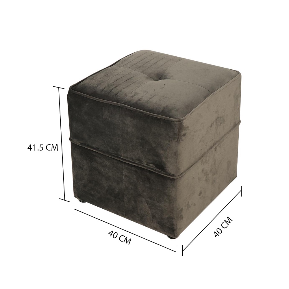 HomeBase FURDINI Ghế đôn bằng bằng gỗ cao cấp bọc vải có đệm mousse W40xH41,5xD40cm màu xám