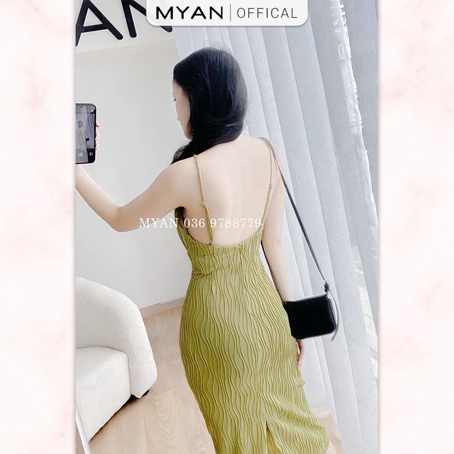 Váy 2 Dây Body (Có Đệm Ngực) MYAN Thiết Kế Chất Thun Len Co Giãn Nhẹ Màu Đen, Xanh, Nâu Vvn072202