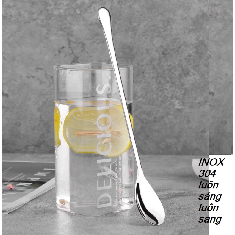 Thìa Cà Phê đá Bầu Inox 304 -Muỗng Inox 304 Dùng Uống Trà Đào-Sinh Tố- Cocktail - Thìa Hàn Quốc.