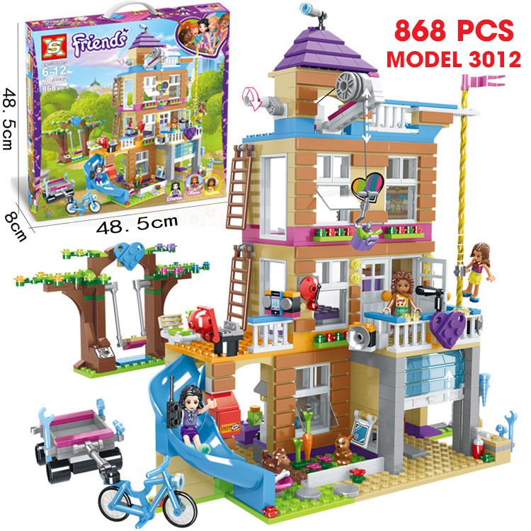 (sẵn full 868 chi tiết) Đồ chơi lắp ráp lego friends ngôi nhà tình bạn lego bé gái Model 3012