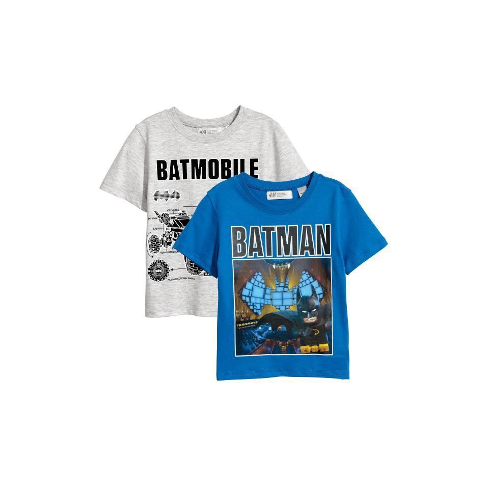[Rẻ Vô Địch] Áo thun cộc tay bé trai - Set 2 áo cộc tay Hm Batman chất cotton cho bé trai size 2-10t