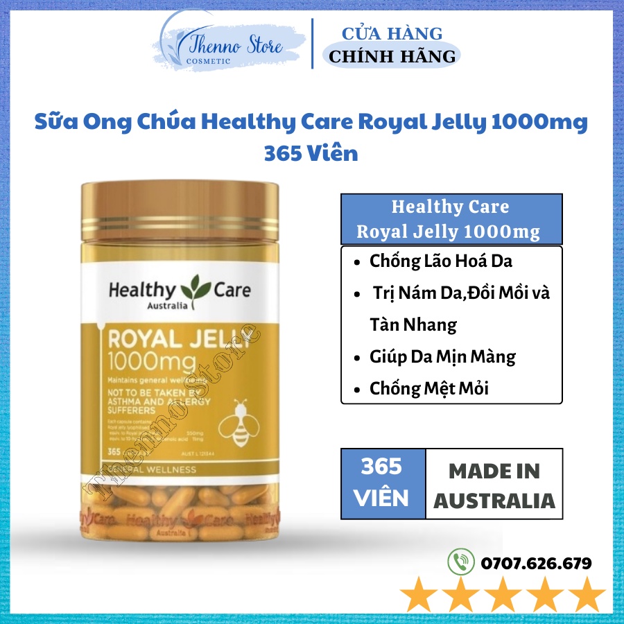 Sữa Ong Chúa Healthy Care Royal Jelly 1000mg 365 Viên