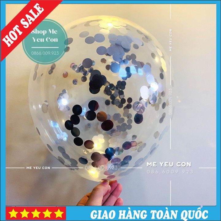 Bóng Bay Trong Suốt Rắc Nhũ ❤️FREESHIP❤️ Trang Trí Sinh Nhật, Đám Cưới, Tiệc Thôi Nôi Đầy Tháng Size 10inch, Bóng Bay