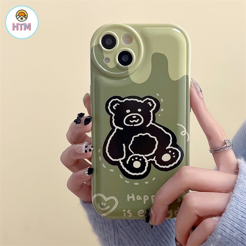 Ốp Điện Thoại TPU Dẻo In Hình Gấu Xanh Hoạt Hình Có Lỗ Tròn Cho iPhone 14 13 12 Pro Max 11 14 Pro XS Max X XR 7 8 Plus