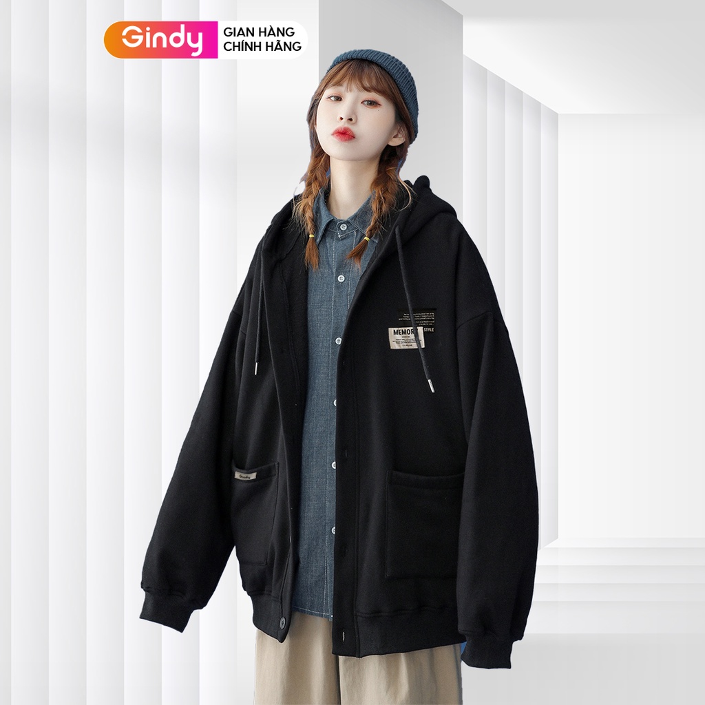 Áo khoác ấm unisex sweater nỉ bông GINDY hoodie nhiều màu thời trang thu đông nam nữ from vừa có mũ A11123