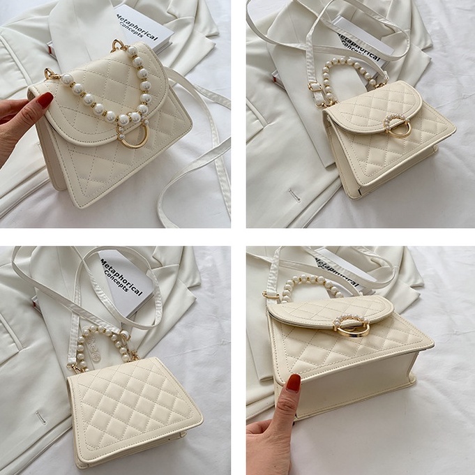 Túi  xách nữ đeo chéo đẹp phối ngọc sang chảnh đi chơi thời trang phong cách hàn quốc Samsora_store KN2243