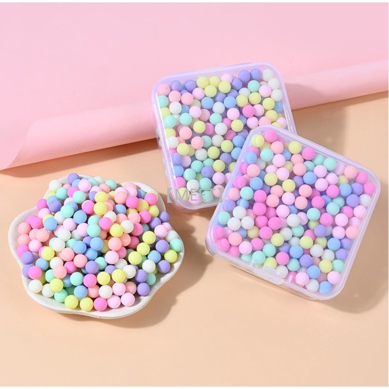 1 Hộp Hạt Tròn Không Xốp Màu Sắc Macaron Dùng Để Làm Đồ Trang Sức DIY