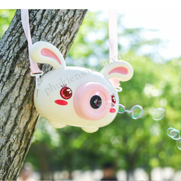 Máy ảnh thổi bong bóng đồ chơi tự động có nhạc hình chú heo hồng, bò sữa,thỏ bunny đáng yêu cho bé.