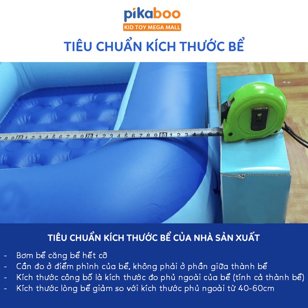 Bể bơi cho bé, Phao bơi trong nhà cao cấp Pikaboo 2-3 tầng đáy 2 lớp chống trượt