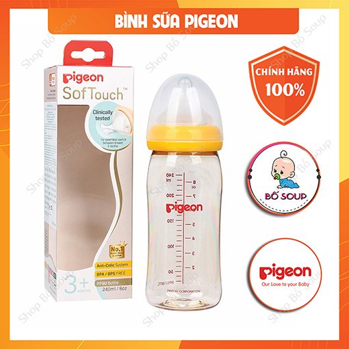 Bình sữa Pigeon cổ rộng PPSU chính hãng