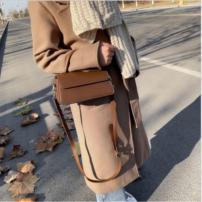 Túi xách đeo chéo nữ kiểu dáng ngang trơn mới phiên bản Hàn Quốc da đẹp