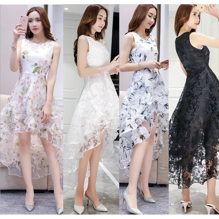 Đầm cổ tròn không tay nhấn eo phồng quyến rũ dành cho nữ