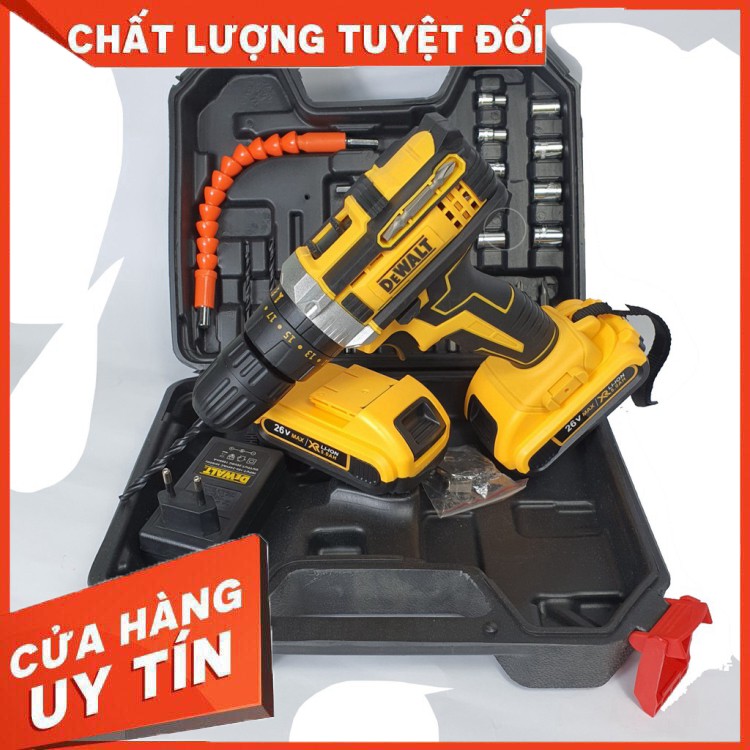 Máy khoan pin Dewalt 26V 3 Chức Năng Máy 2 PIN kèm 24 Phụ Kiện