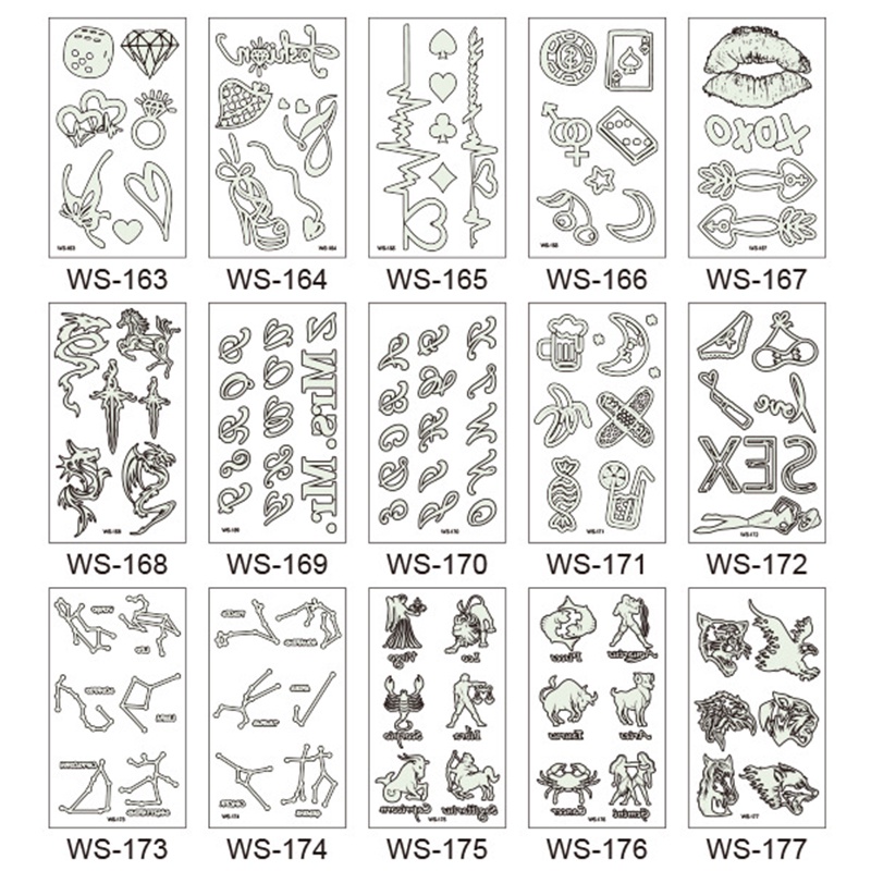 Miếng dán hình xăm tạm thời chống nước phát sáng trong bóng tối