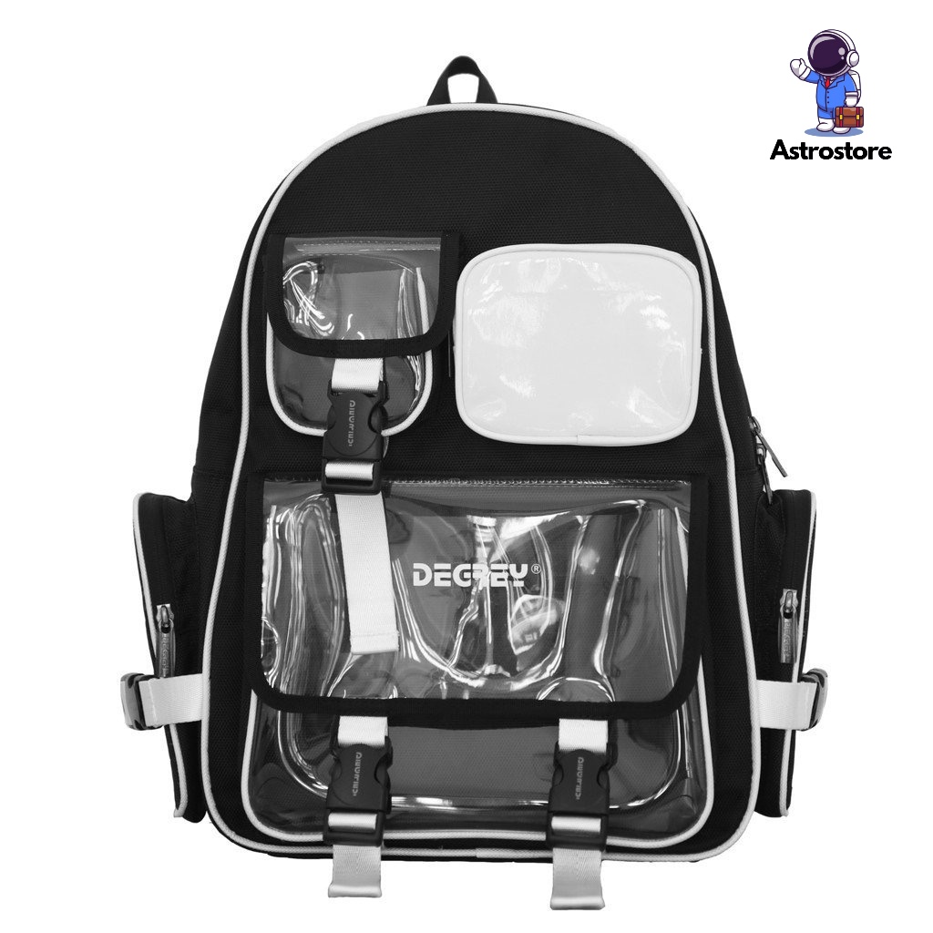 Balo BUBBLE GUM STUDIO Đen nhiều ngăn, vài cao cấp, chống nước, đi học, đi làm, đi chơi