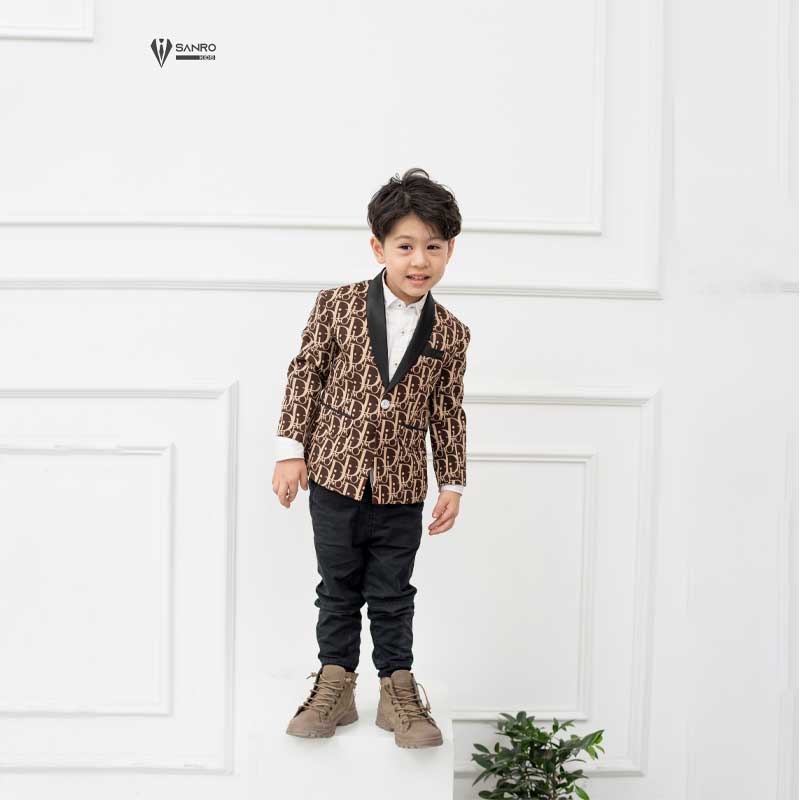 Áo vest bé trai thiết kế cao cấp màu nâu