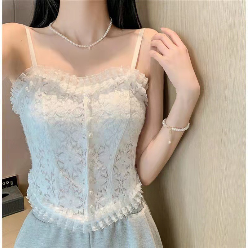 Áo 2 dây ren cúc ngực có đệm mút không gọng cao cấp, Áo bra ren Tím Bra nhún lưng sau quyến rũ M25