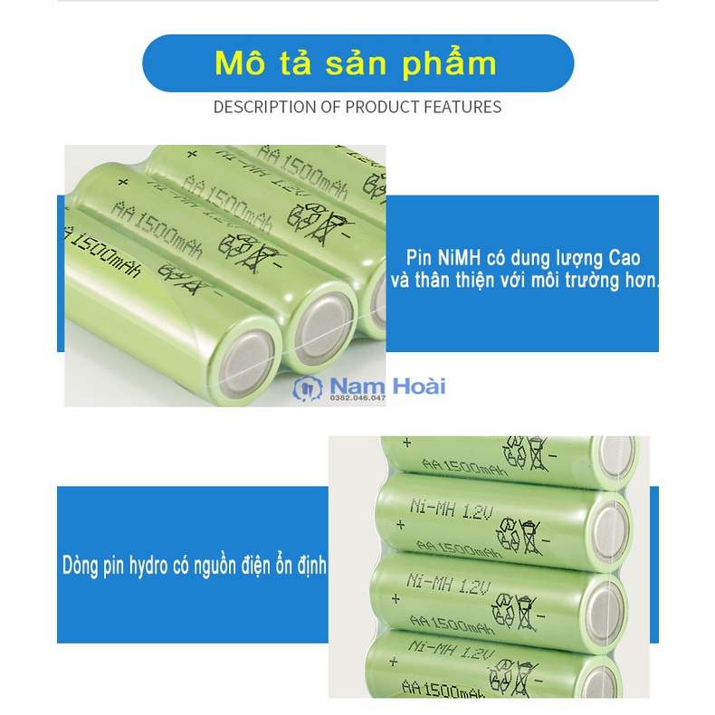 Pin sạc BMAX AA/AAA Ni-MH 1200, 1500 mAh 1,2V