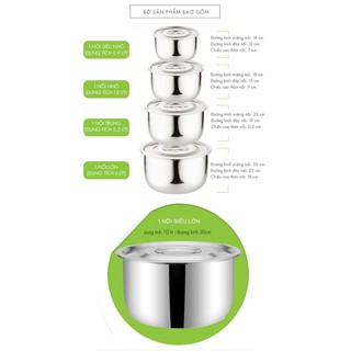 Bộ 5 Nồi Inox Cao Cấp Mishio 2018