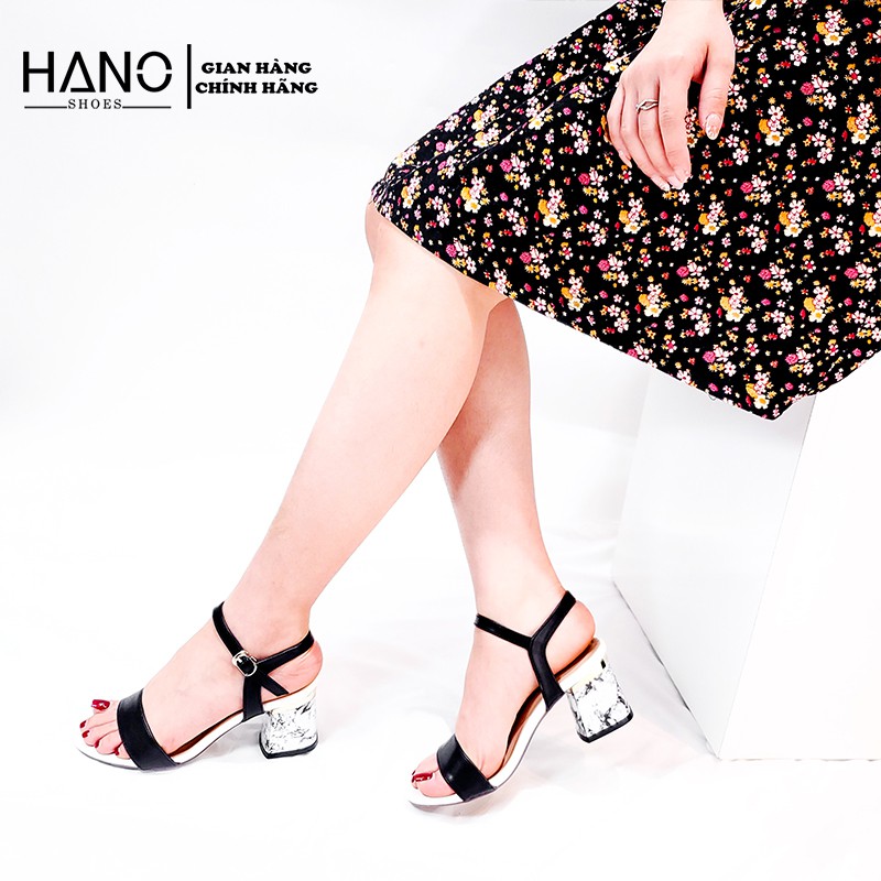 Sandal Cao gót Đế vuông 5p/5cm quai ngang gót vân đá Chuẩn đẹp vnxk - HANO SD0265