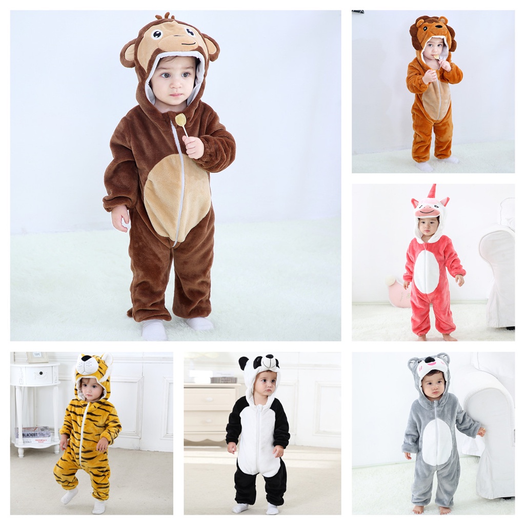 Bộ Áo Liền Quần Kigurumi In Hình Động Vật Dễ Thương Thời Trang Mùa Đông Cho Bé Sơ Sinh