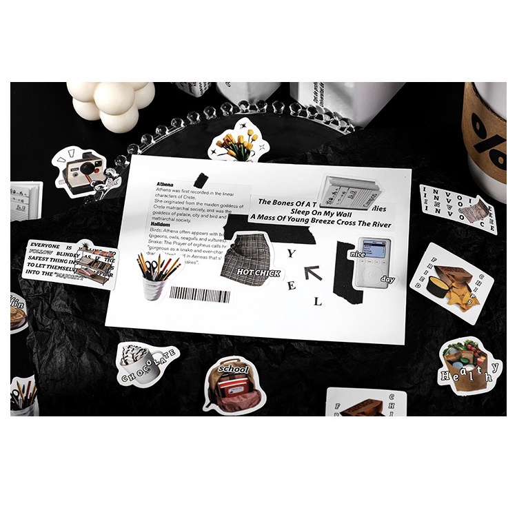 Set 40 miếng dán trang trí sổ tay đơn giản ấn tượng phong cách retro