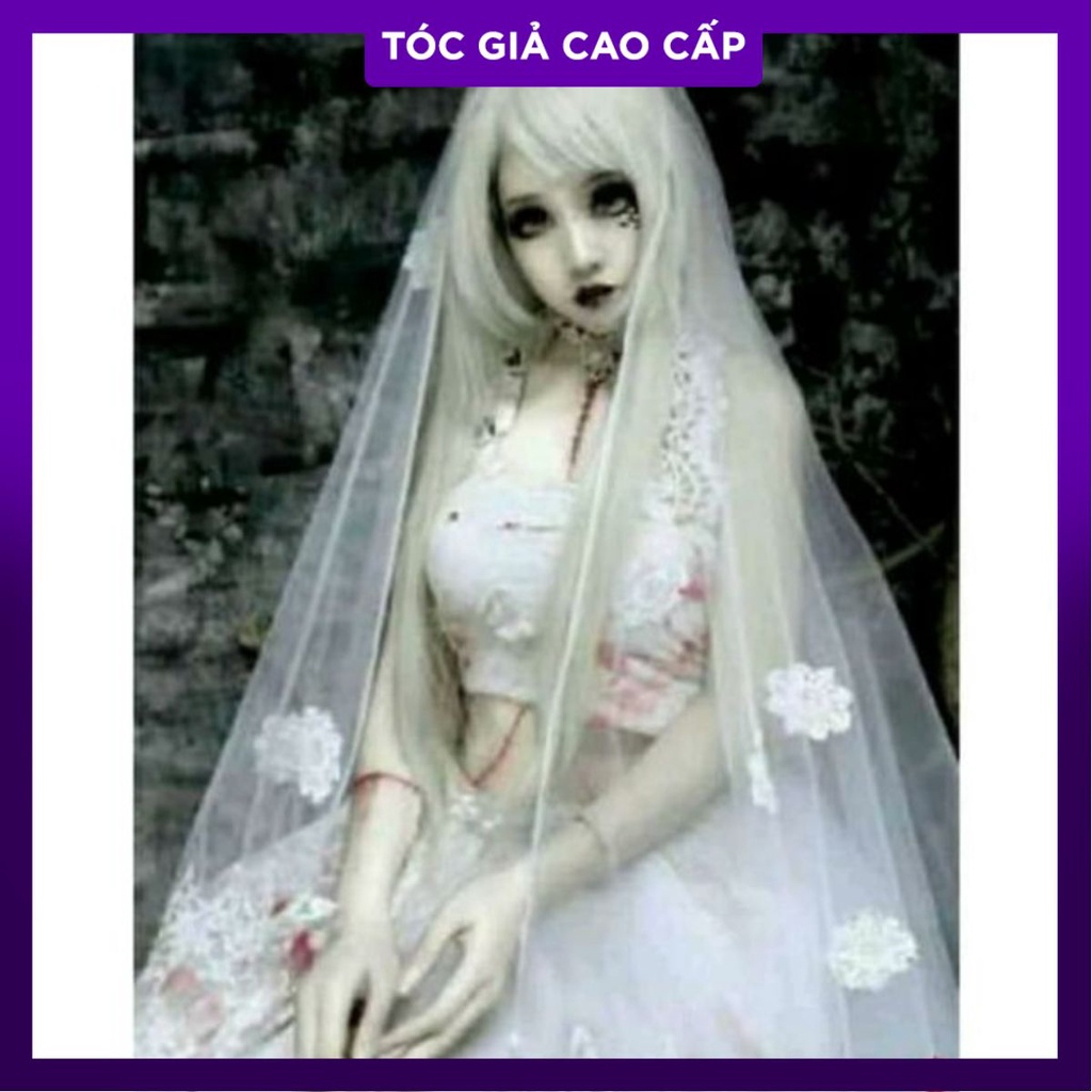 Tóc nguyên đầu trắng trang trí halowen