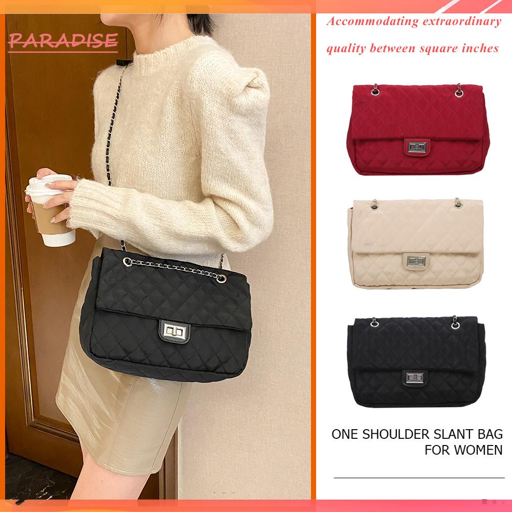Túi tote đeo vai bằng nylon họa tiết kẻ sọc thời trang nữ