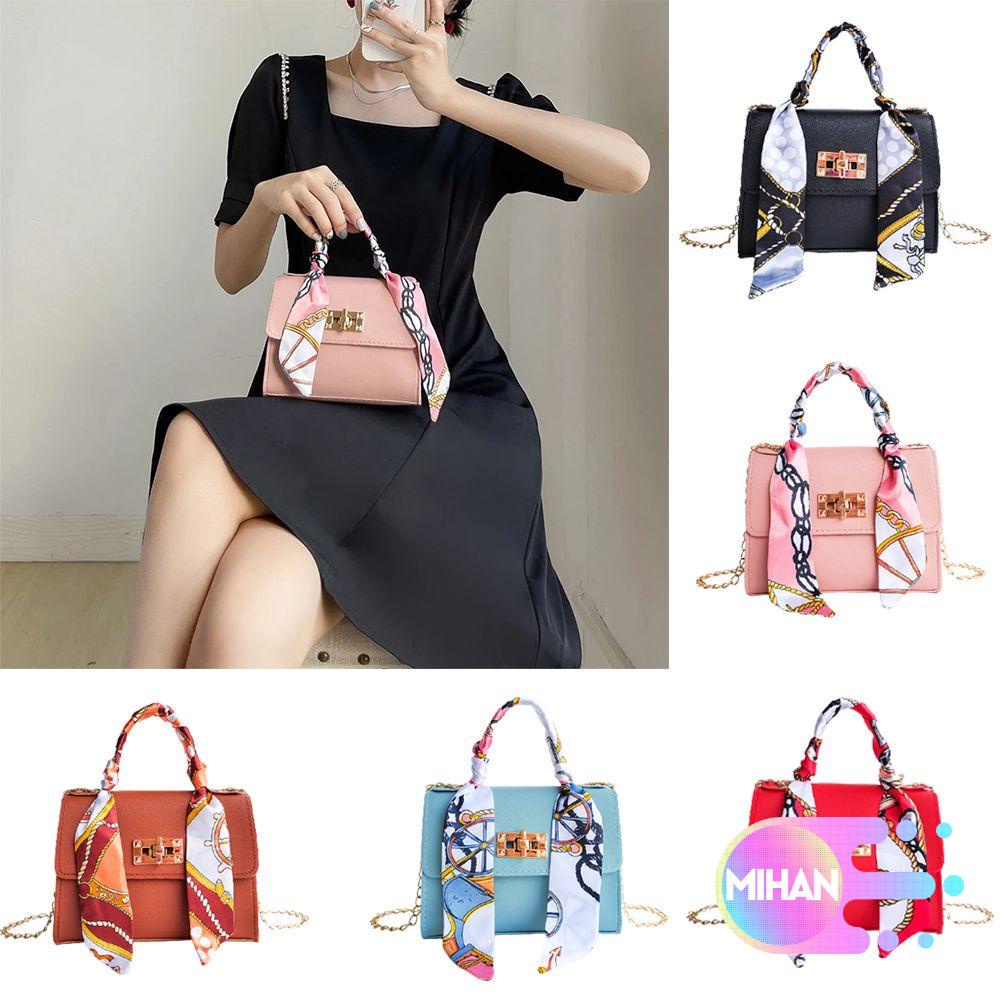 MIHAN1 Oxford Crossbody Bag Lock Chain Mobile Phone Bag Shoulder Bag Nylon Satchel Fashion Handbag Silk Scarves Women's Shoulder Square Bag/Multicolor