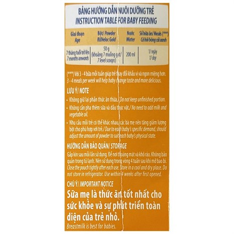 Bột ăn dặm Vinamilk Ridielac Gold cá hồi bông cải xanh hộp 200g (7 - 24 tháng)