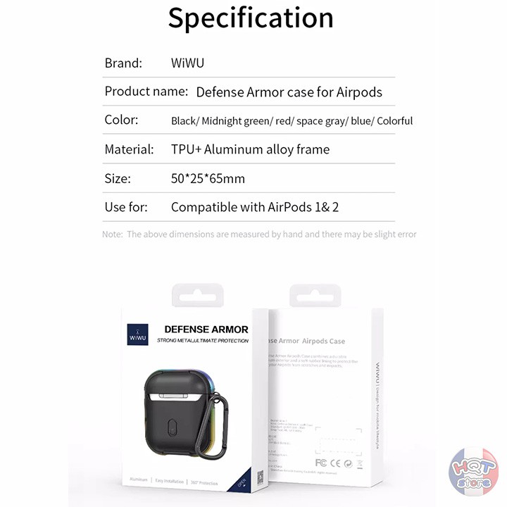 [Mã SKAMA07 giảm 8% đơn 250k]Ốp lưng siêu chống sốc WiWU Defense Armor cho Airpods 1 / 2