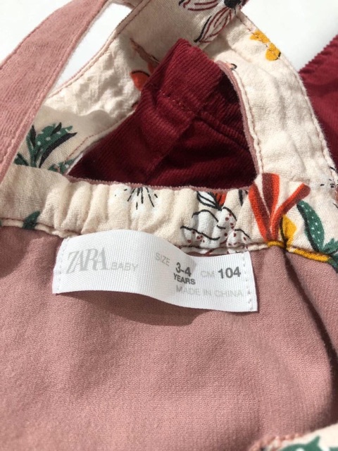 Váy yếm nhung Zara size 12/18m - 4/5y