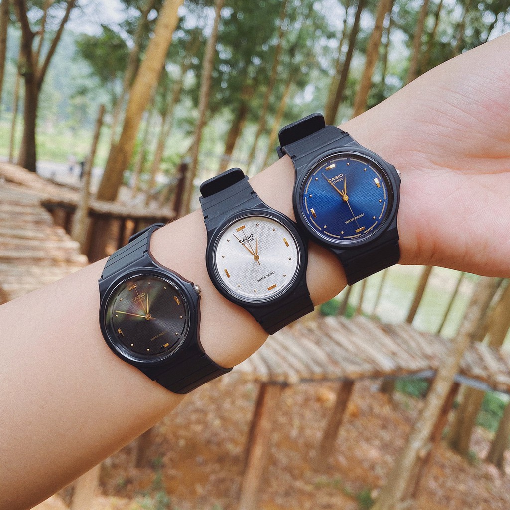 Đồng hồ nam nữ Casio  chính hãng mặt tròn chống nước 3ATM , dây nhựa - đồng hồ MQ76