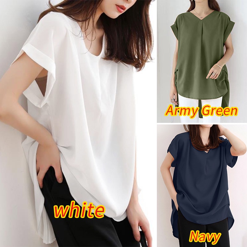 Zanzea Áo Tay Ngắn Cổ Chữ V Màu Trơn Thời Trang Dành Cho Nữ