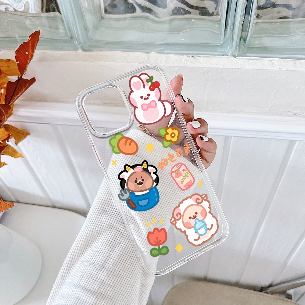 Ốp Điện Thoại Tpu Mềm In Hình Gấu / Thỏ Dễ Thương Cho iPhone 11 12 13 pro max XS X XR XSMax 7 8 6 6s plus SE 2020