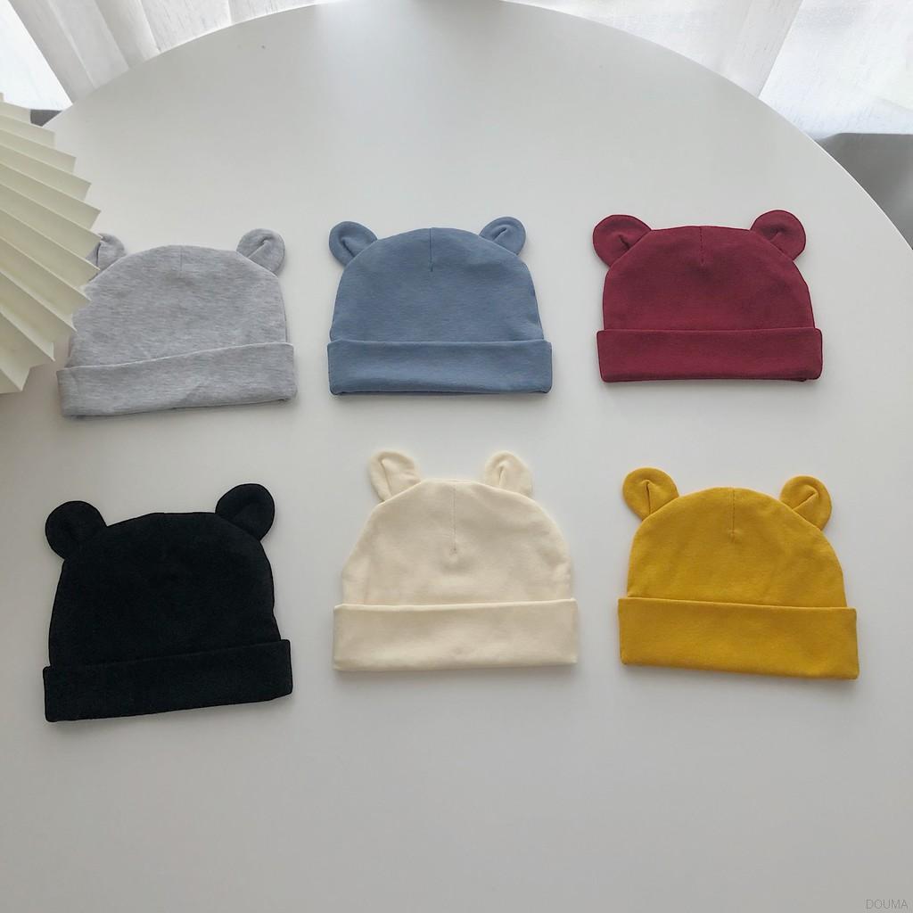 Mũ phối phụ kiện tai bằng chất liệu cotton cho bé từ 0-12 tháng tuổi