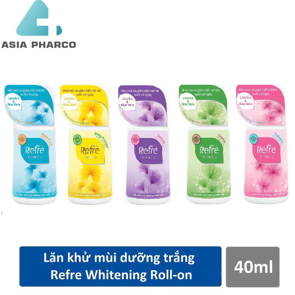 Lăn khử mùi dưỡng trắng hương nước hoa Refre Whitening 40ml( lọ thủy tinh)