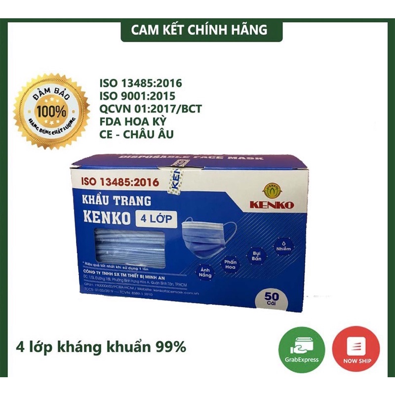 1 hộp 50c Khẩu trang y tế kháng khuẩn  lớp an toàn, bảo vệ sức khỏe