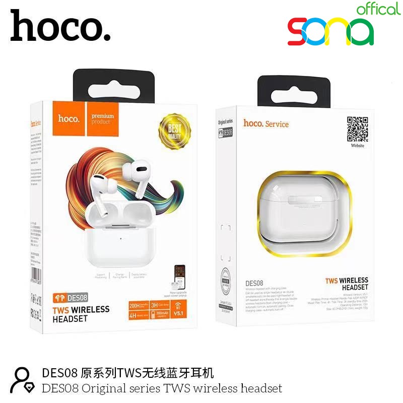 Tai nghe bluetooth, tai nghe không dây, blutut HOCO DES08 chính hãng bảo hành 12 tháng - SONA Offical