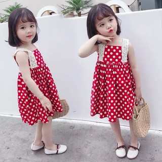 Váy chấm bi tiểu thư thời trang trẻ em quảng châu cao cấp
